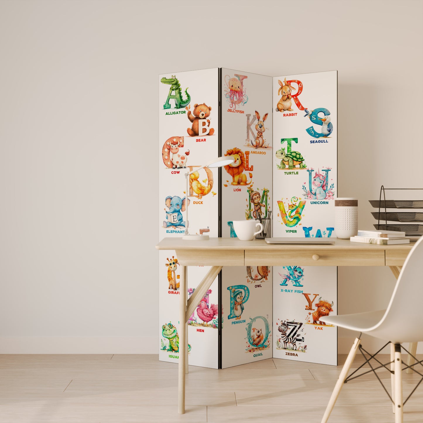JOYFUL LETTERS - Divisorio decorativo per ambienti a 3 pannelli