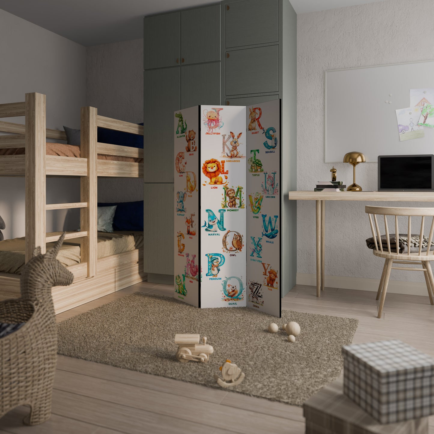 JOYFUL LETTERS - Divisorio decorativo per ambienti a 3 pannelli