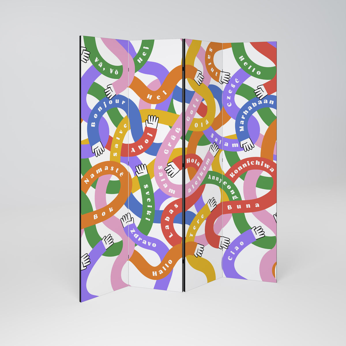 HELLO THERE Decorative 4-Panel Room Divider