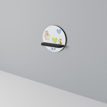 BALLOON FRIENDS Round Art Shelf In Black Finish