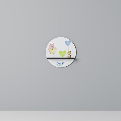 BALLOON FRIENDS Round Art Shelf In Black Finish