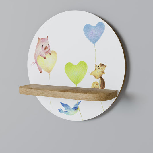 BALLOON FRIENDS Mensola rotonda per arte in effetto rovere