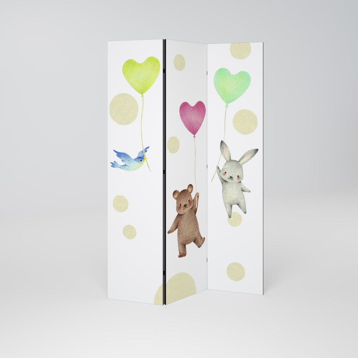 BALLOON FRIENDS Paravento Decorativo a 3 Pannelli