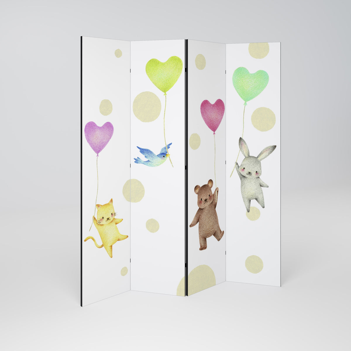 BALLOON FRIENDS Decorative 4-Panel Room Divider