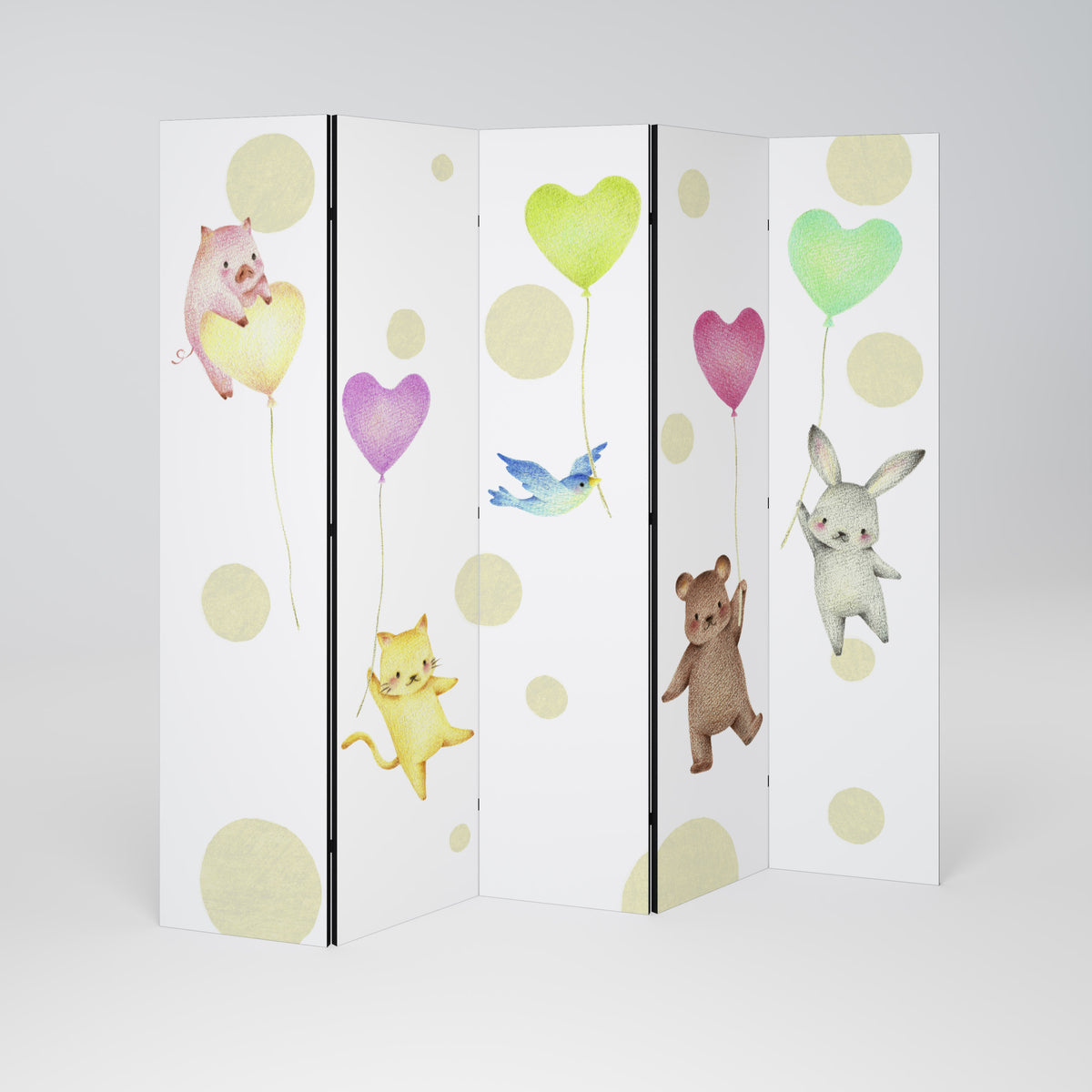 BALLOON FRIENDS Decorative 5-Panel Room Divider