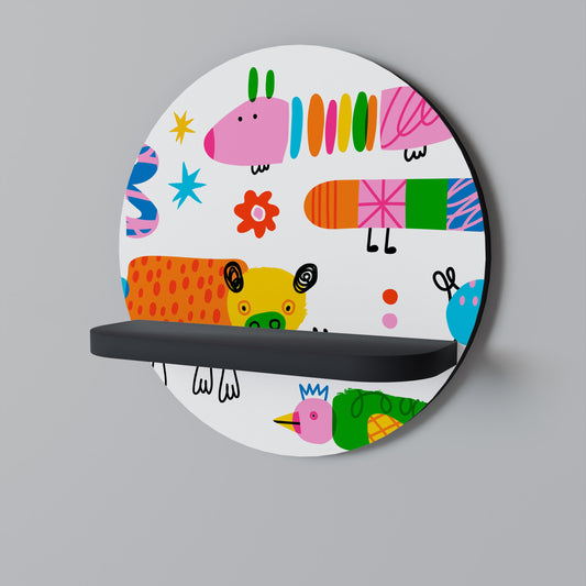 POWER OF IMAGINATION Round Art Shelf In Black Finish