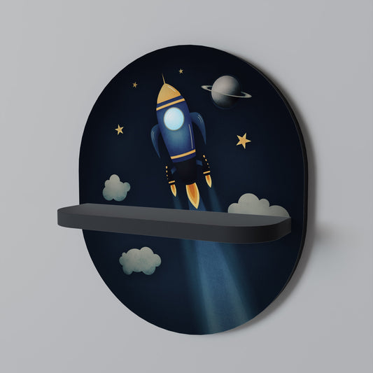 STELLAR SWING Oval Art Shelf In Black Finish