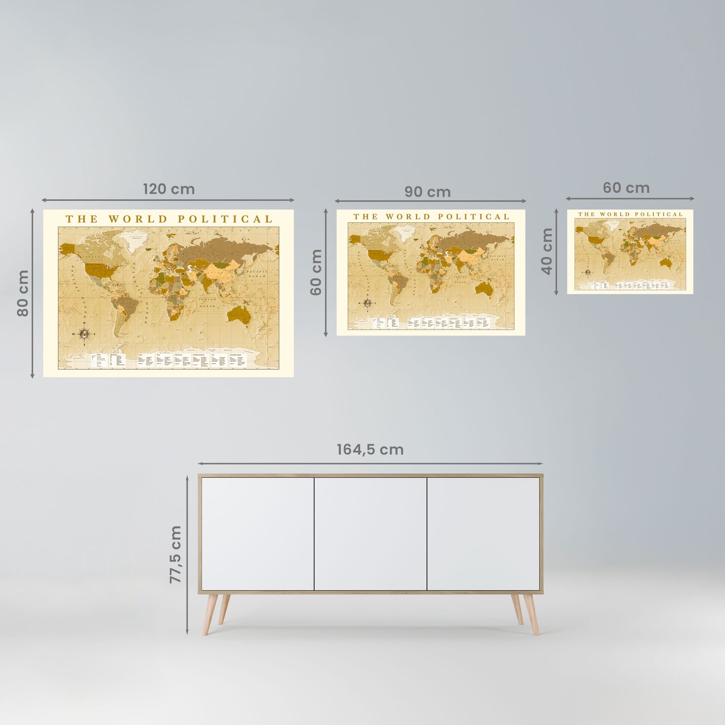 MAPPA DEI BACINI IDROGRAFICI MONDIALI Poster orizzontale staccabile e attaccabile