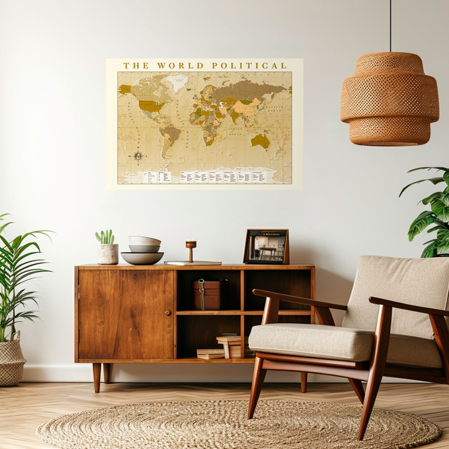 MAPPA DEI BACINI IDROGRAFICI MONDIALI Poster orizzontale staccabile e attaccabile