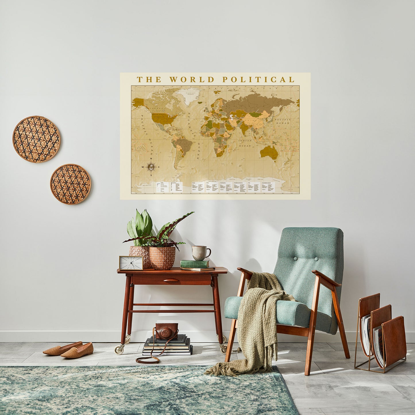 MAPPA DEI BACINI IDROGRAFICI MONDIALI Poster orizzontale staccabile e attaccabile