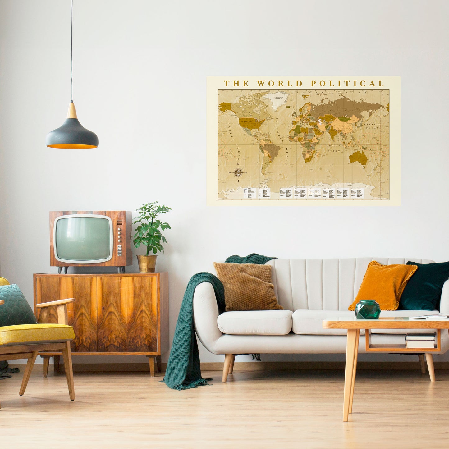 MAPPA DEI BACINI IDROGRAFICI MONDIALI Poster orizzontale staccabile e attaccabile