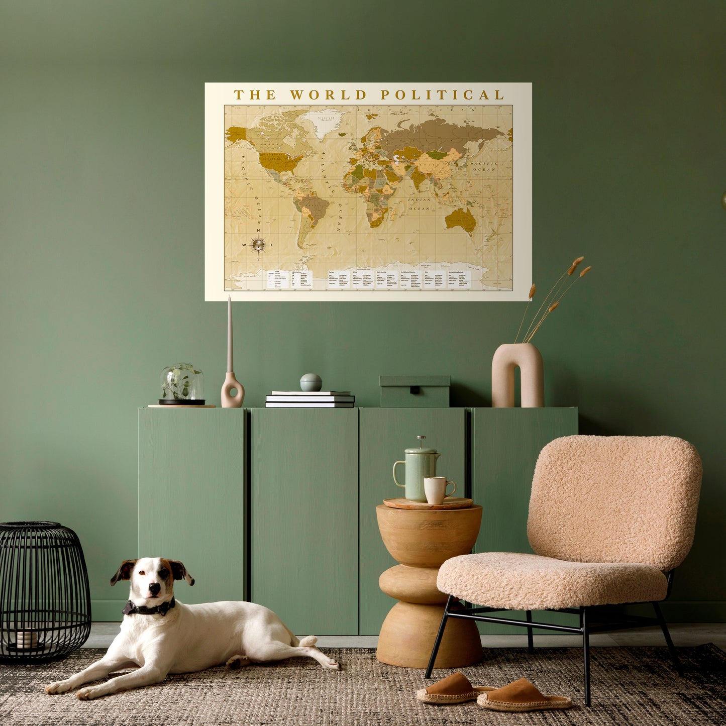 MAPPA DEI BACINI IDROGRAFICI MONDIALI Poster orizzontale staccabile e attaccabile
