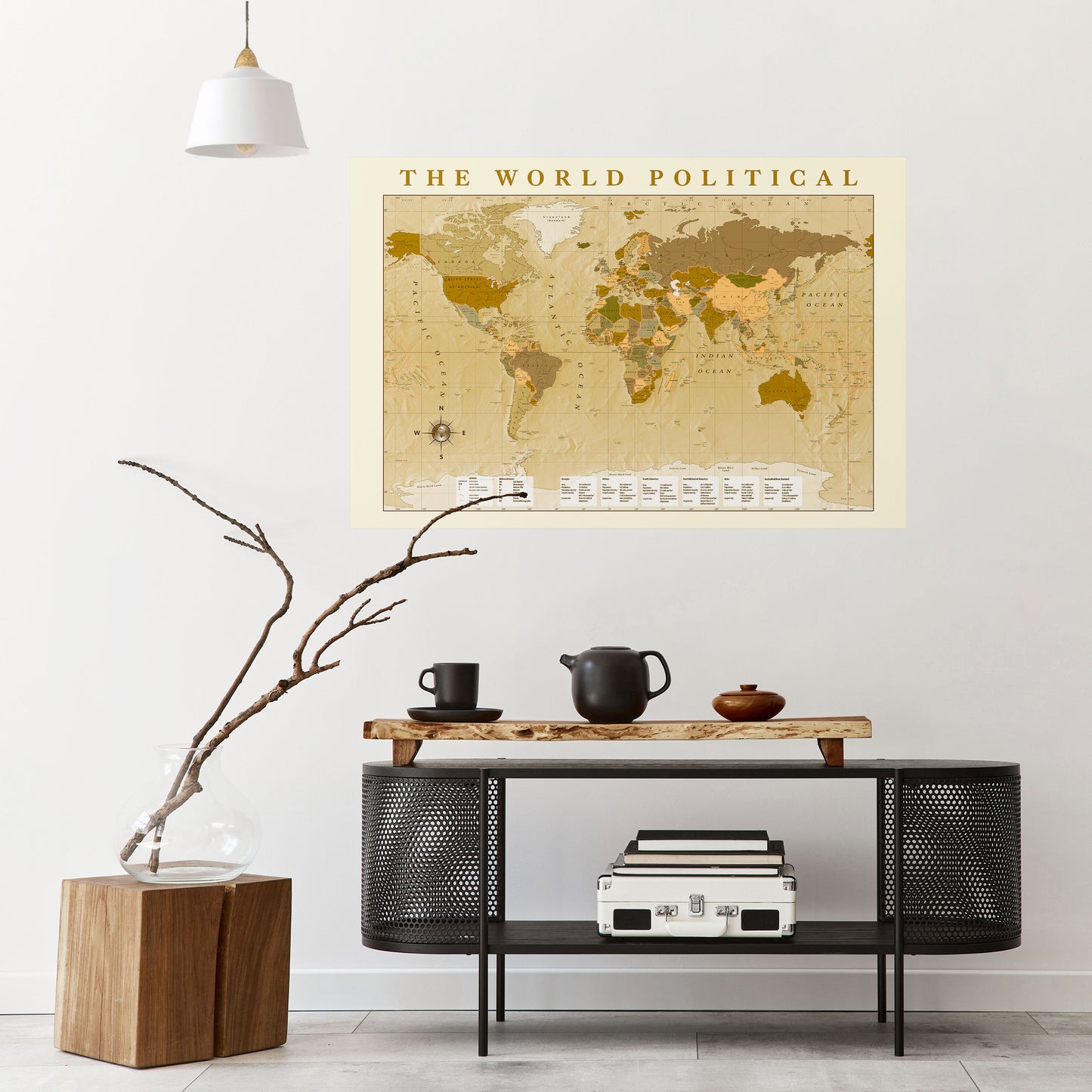 MAPPA DEI BACINI IDROGRAFICI MONDIALI Poster orizzontale staccabile e attaccabile