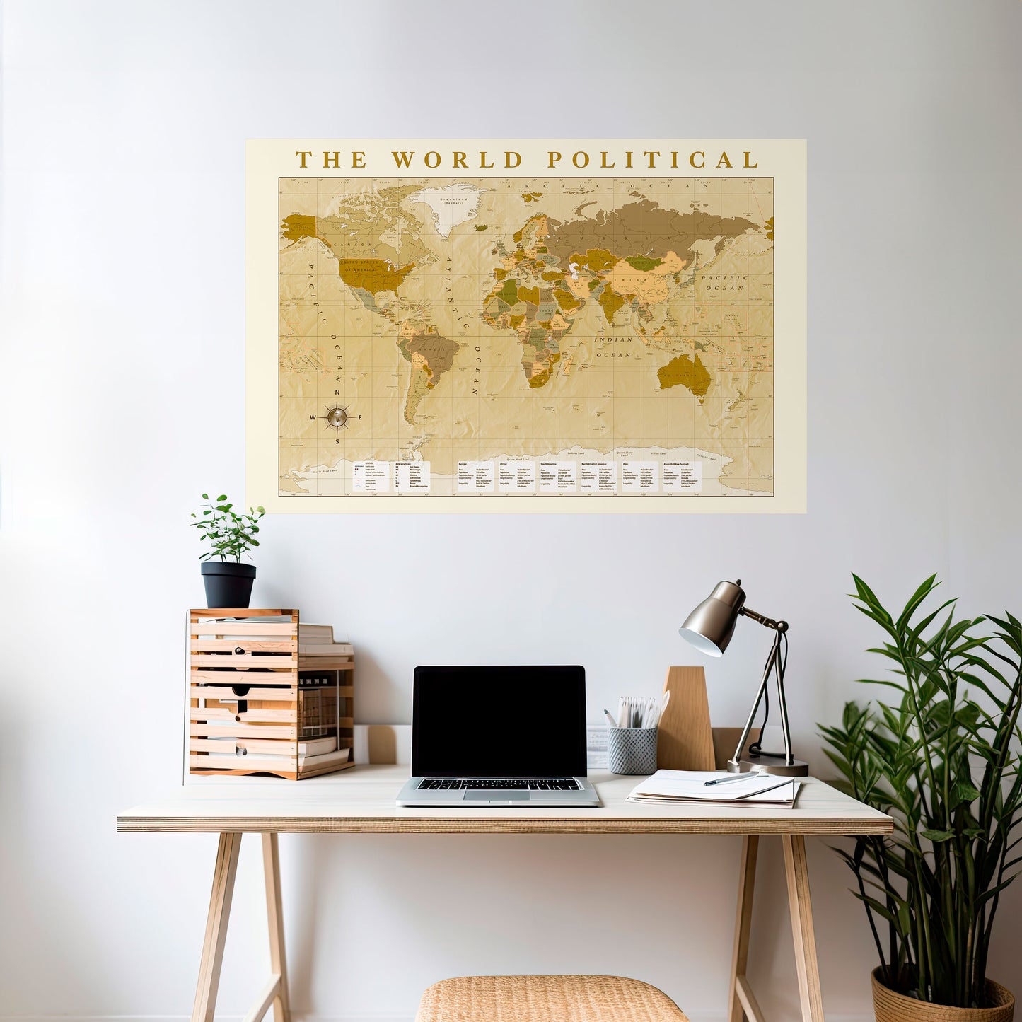 MAPPA DEI BACINI IDROGRAFICI MONDIALI Poster orizzontale staccabile e attaccabile