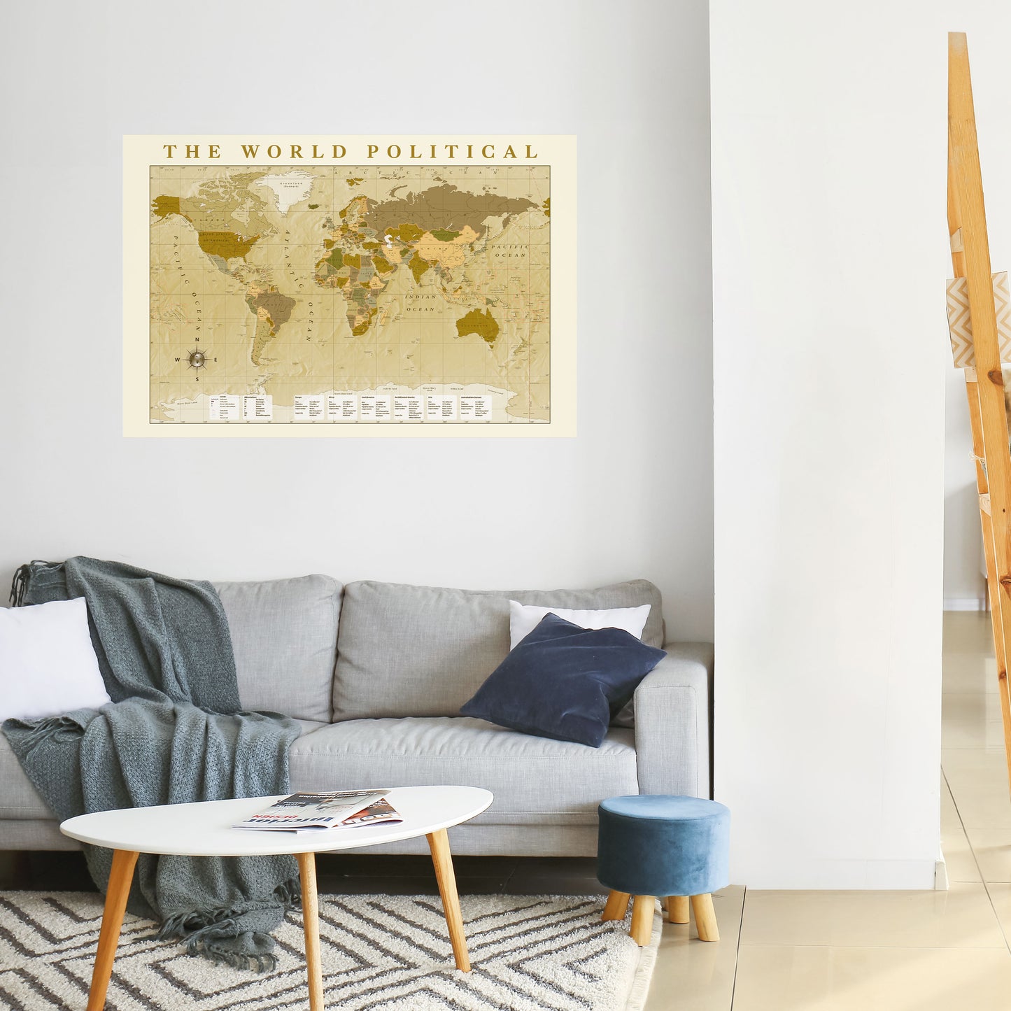 MAPPA DEI BACINI IDROGRAFICI MONDIALI Poster orizzontale staccabile e attaccabile