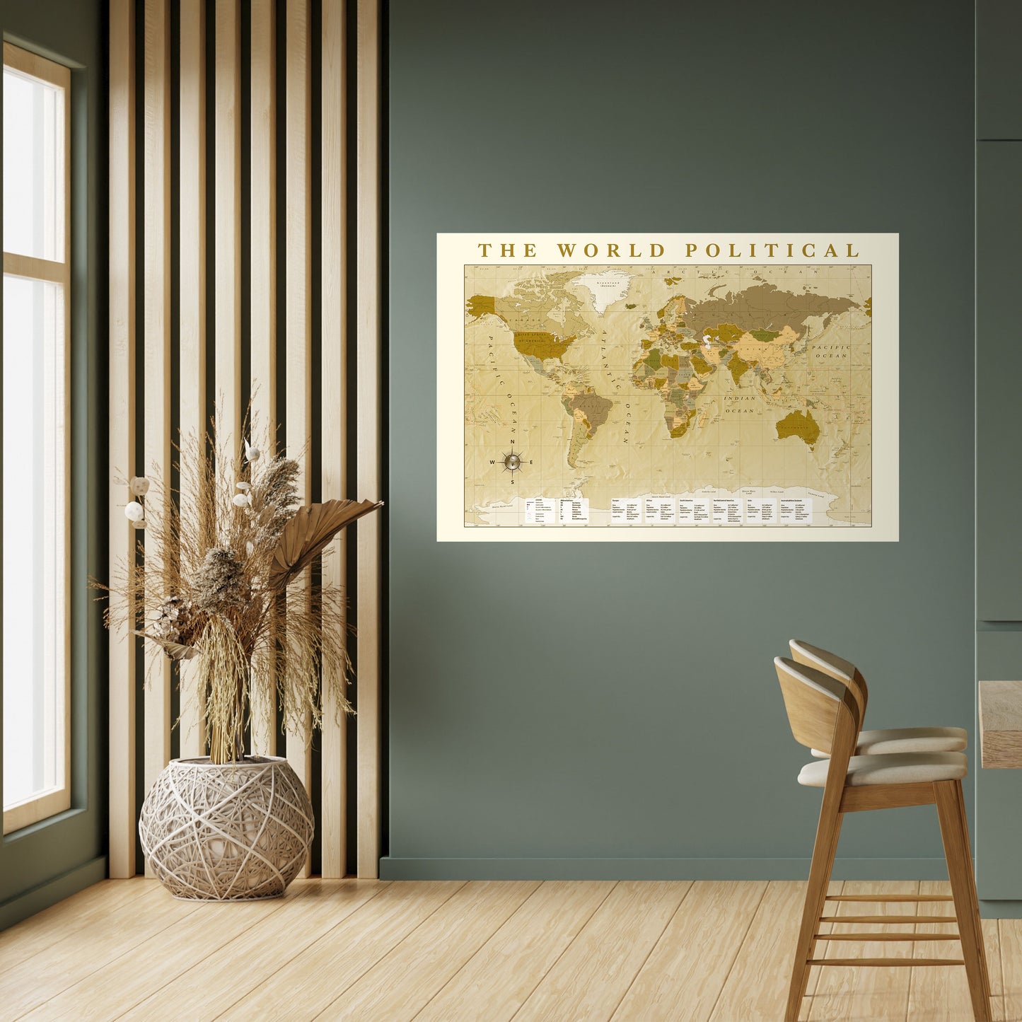 MAPPA DEI BACINI IDROGRAFICI MONDIALI Poster orizzontale staccabile e attaccabile