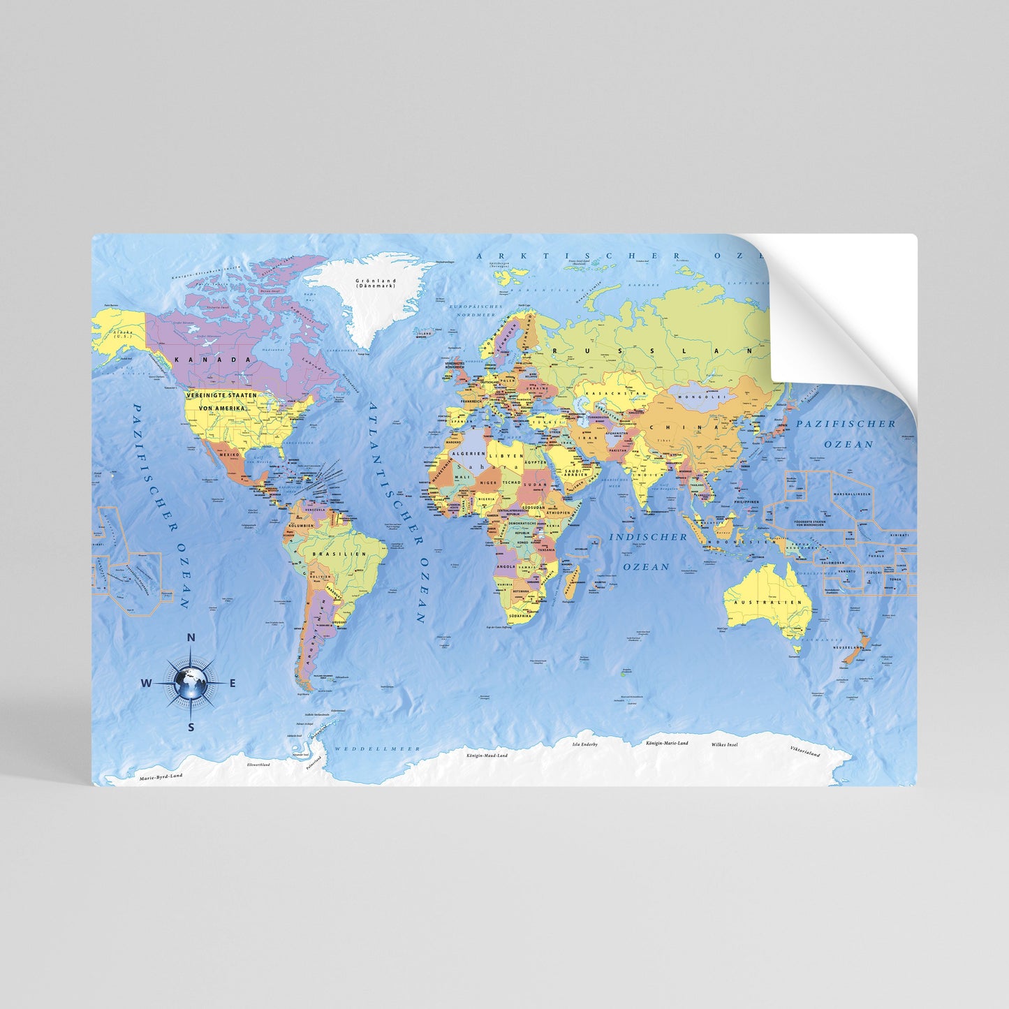 MAPPATURA DEL NOSTRO PIANETA [DE] Poster orizzontale staccabile e attaccabile