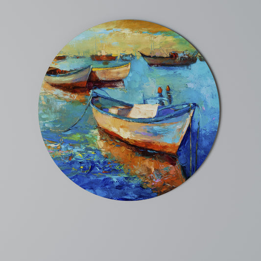 SERENE BOAT ESCAPADE Round Wall Art