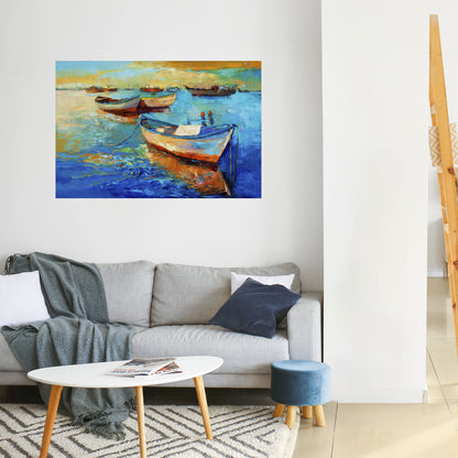 Poster orizzontale staccabile e attaccabile "SERENE BOAT ESCAPADE"