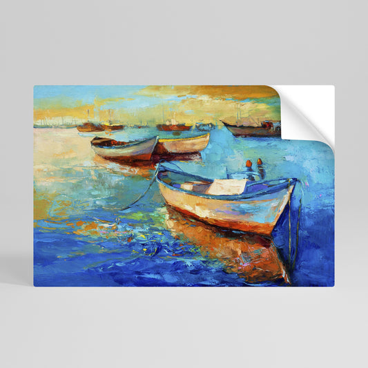 Poster orizzontale staccabile e attaccabile "SERENE BOAT ESCAPADE"