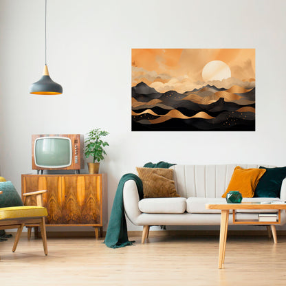 Poster orizzontale staccabile e attaccabile ORIZZONTE TRAMONTO MISTICO