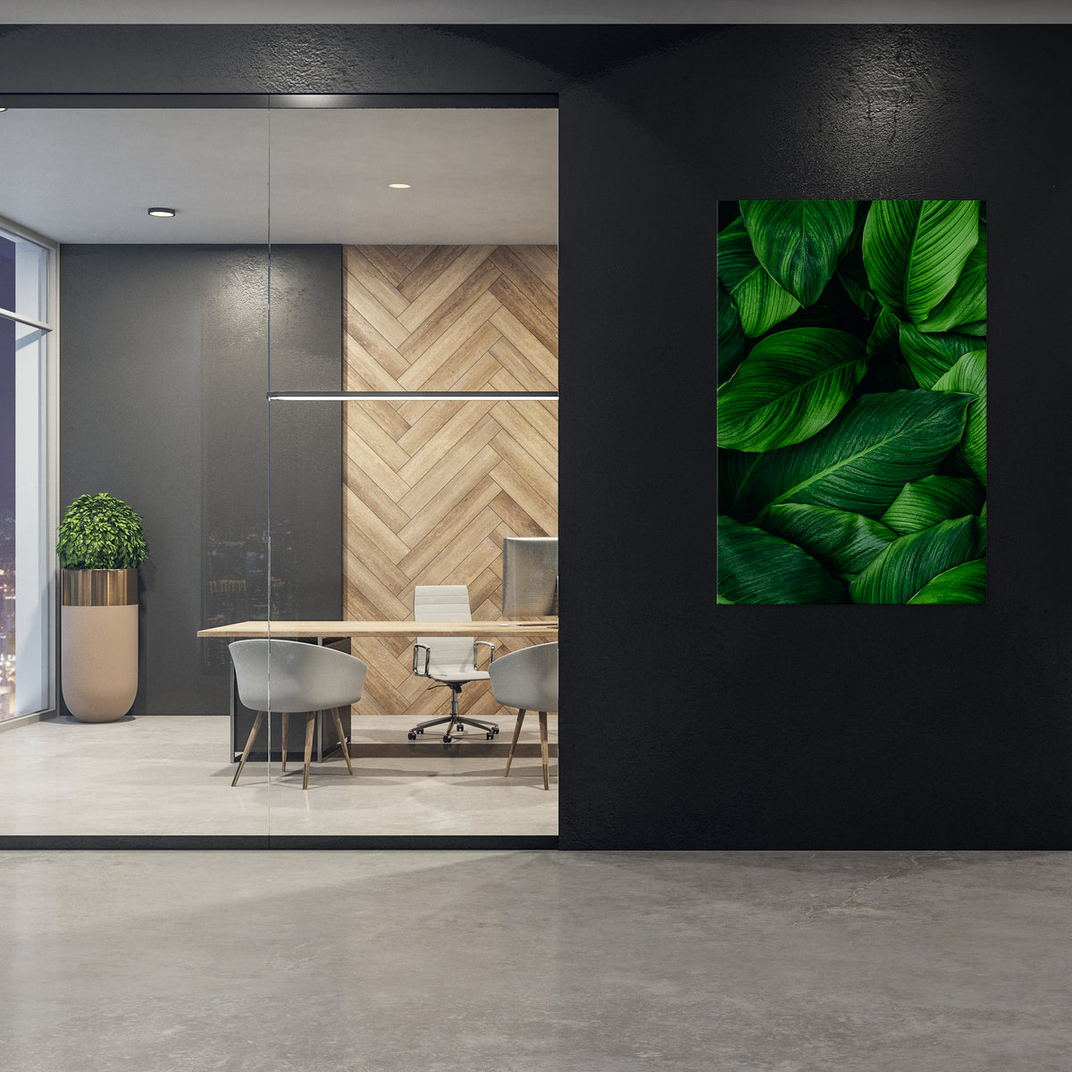VIBRANT LEAFY EMBRACE Stampa su tela verticale