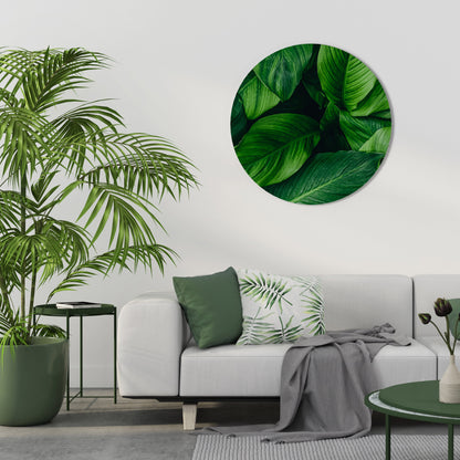 VIBRANT LEAFY EMBRACE Round Wall Art