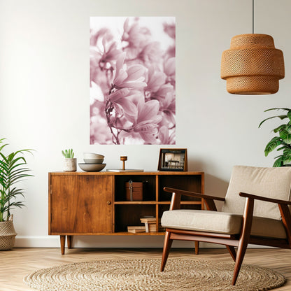 Poster verticale staccabile e attaccabile "SOGNO DI FIORI ROSA"