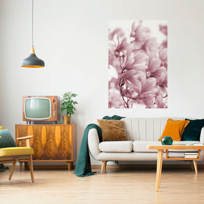 Poster verticale staccabile e attaccabile "SOGNO DI FIORI ROSA"