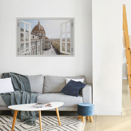 Poster orizzontale staccabile e incollabile con finestra aperta