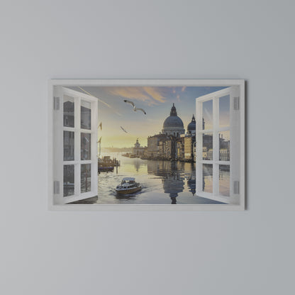 WINDOW TO VENICE Stampa su tela orizzontale