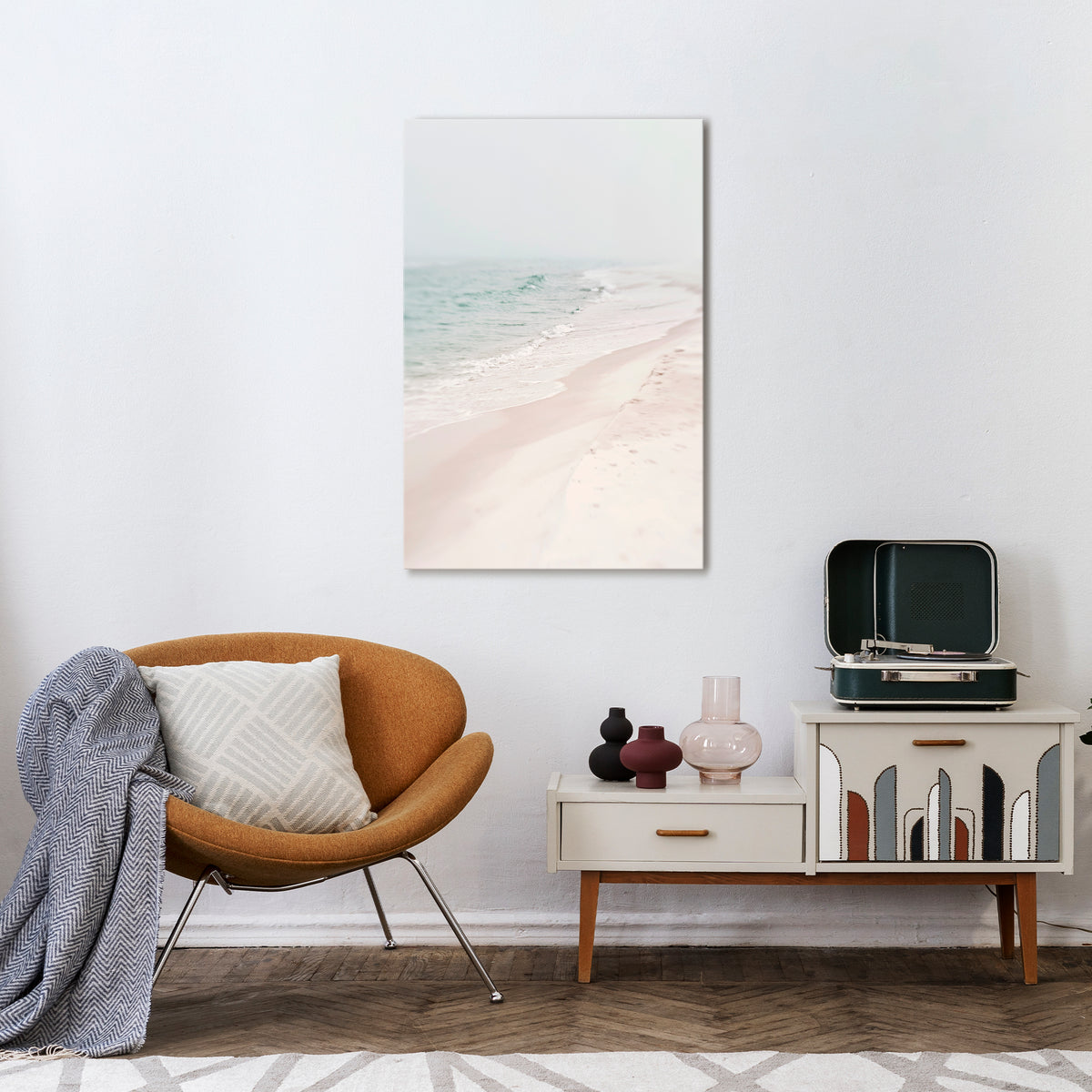 MISTY SHORELINE BLISS Stampa su tela verticale