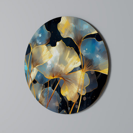 GLIMMERING GINKGO DREAMS Round Wall Art