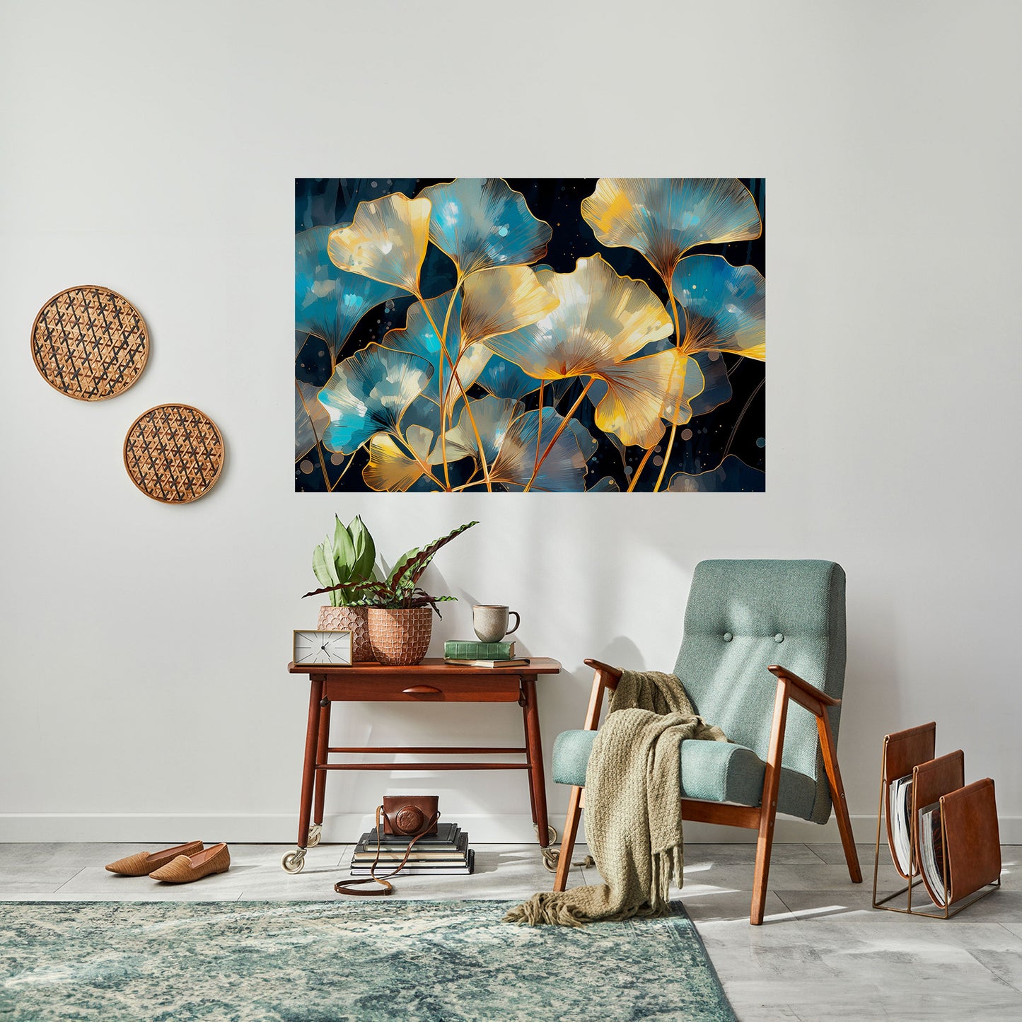 Poster orizzontale staccabile e attaccabile GLIMMERING GINKGO DREAMS