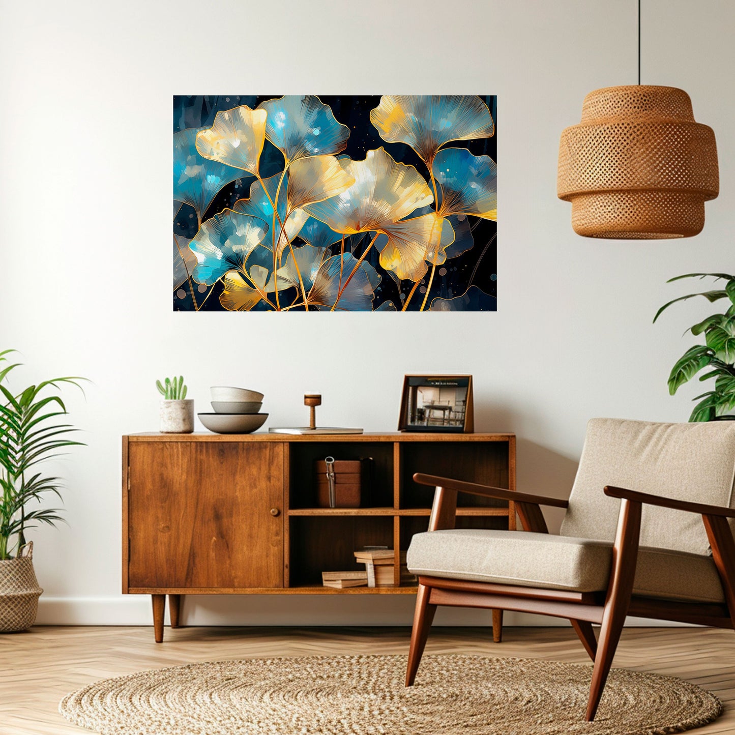 Poster orizzontale staccabile e attaccabile GLIMMERING GINKGO DREAMS