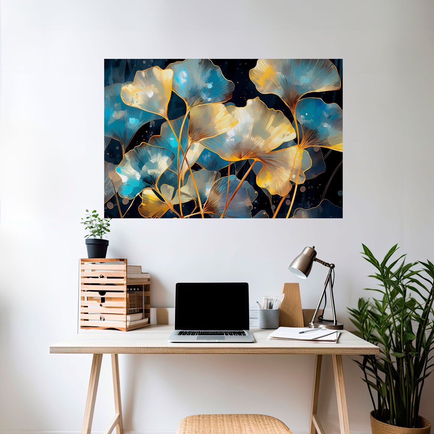Poster orizzontale staccabile e attaccabile GLIMMERING GINKGO DREAMS