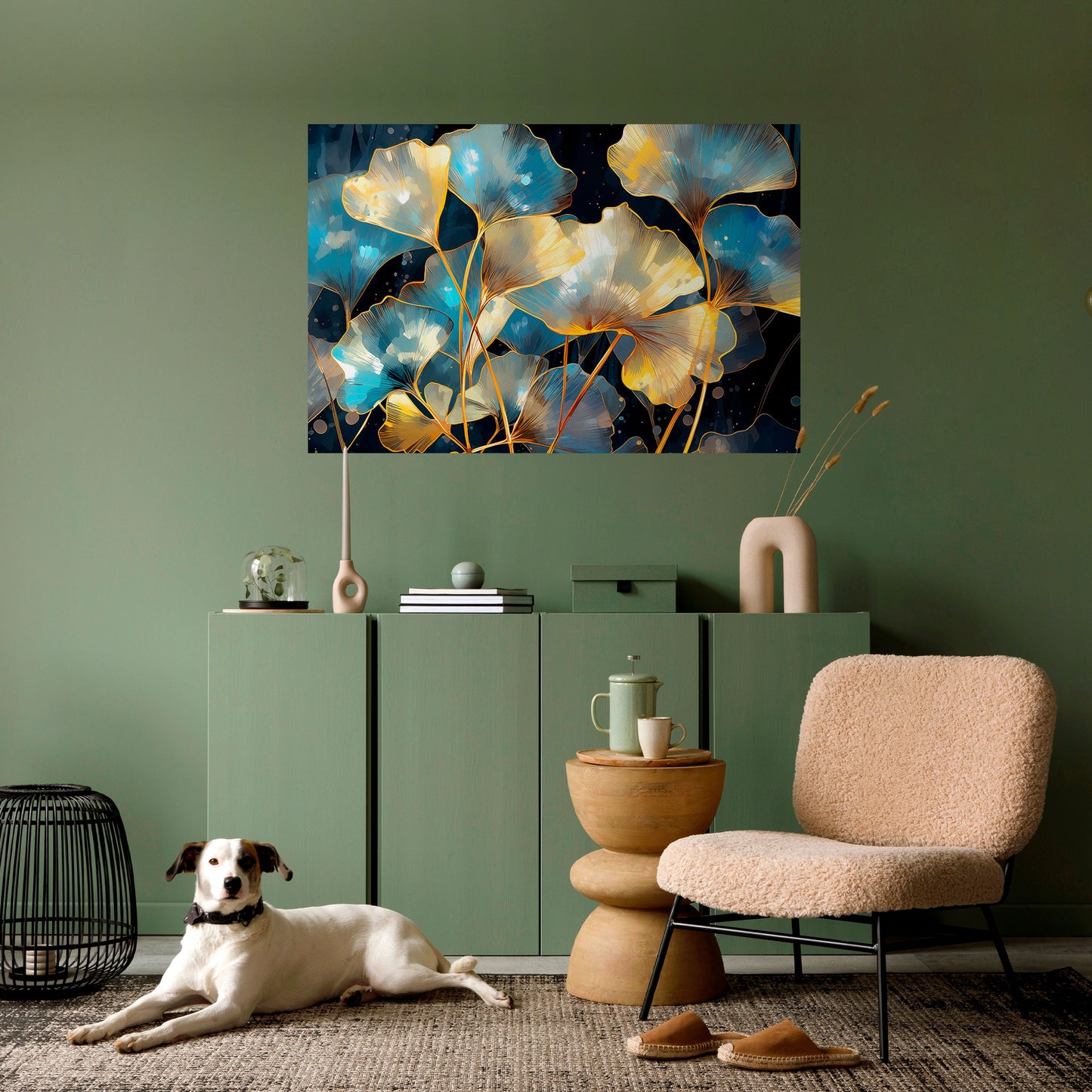 Poster orizzontale staccabile e attaccabile GLIMMERING GINKGO DREAMS