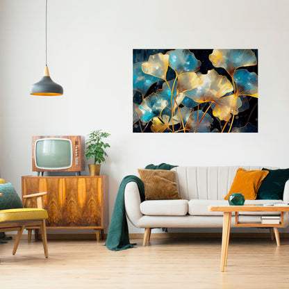 Poster orizzontale staccabile e attaccabile GLIMMERING GINKGO DREAMS