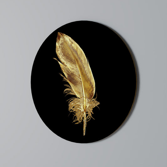 SHIMMERING FEATHER GRACE Round Wall Art
