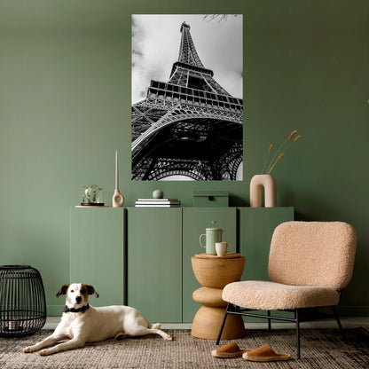 Poster verticale staccabile e attaccabile con icona parigina monocromatica