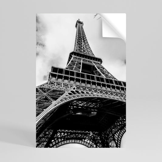 Poster verticale staccabile e attaccabile con icona parigina monocromatica