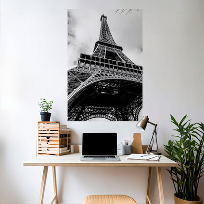 Poster verticale staccabile e attaccabile con icona parigina monocromatica