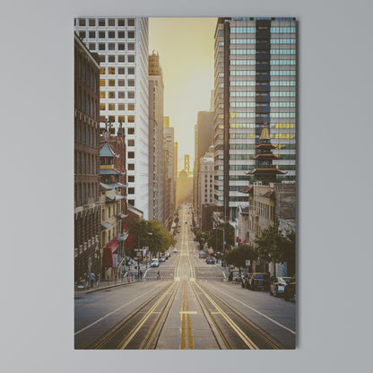 SUNSET CITYSCAPE SYMPHONY Stampa su Tela Verticale