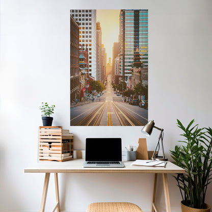 SINFONIA DEL PAESAGGIO URBANO AL TRAMONTO Poster verticale staccabile e attaccabile