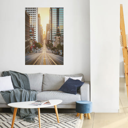 SINFONIA DEL PAESAGGIO URBANO AL TRAMONTO Poster verticale staccabile e attaccabile