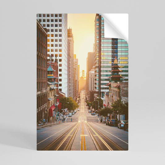 SINFONIA DEL PAESAGGIO URBANO AL TRAMONTO Poster verticale staccabile e attaccabile