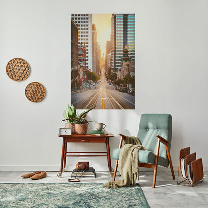 SINFONIA DEL PAESAGGIO URBANO AL TRAMONTO Poster verticale staccabile e attaccabile