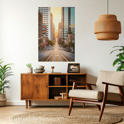 SINFONIA DEL PAESAGGIO URBANO AL TRAMONTO Poster verticale staccabile e attaccabile