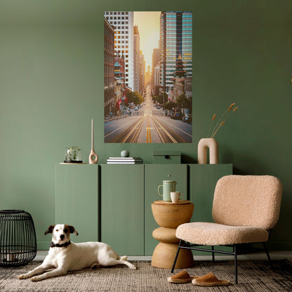 SINFONIA DEL PAESAGGIO URBANO AL TRAMONTO Poster verticale staccabile e attaccabile