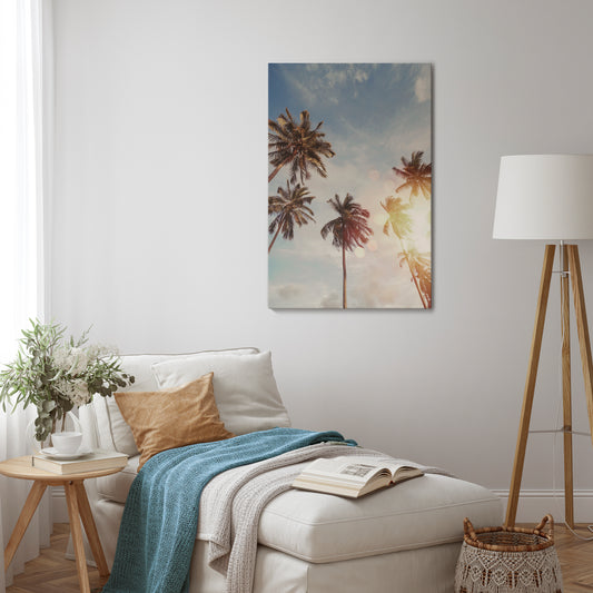 WHISPERING PALM LEAVES Vertical Canvas Print